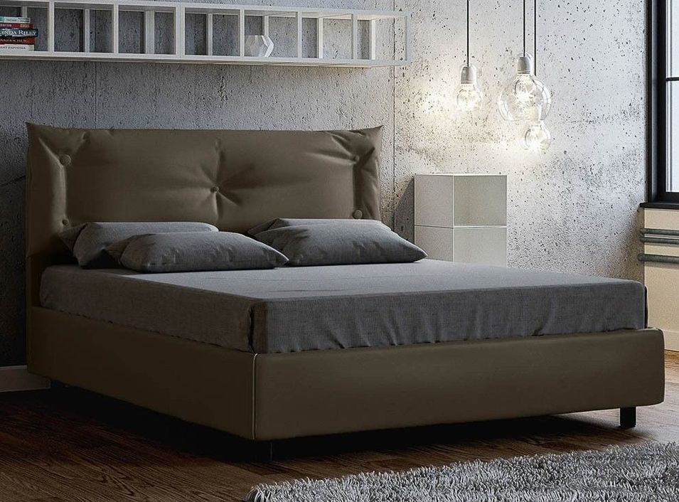 Lit 160x190 cm simili cuir gris sur mesure sans sommier Ary - Photo n°1