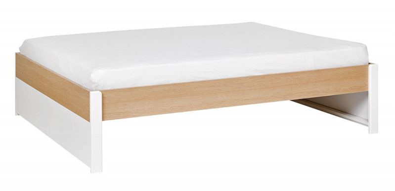 Lit 160x200 cm bois blanc et chêne clair Nomade - Photo n°1