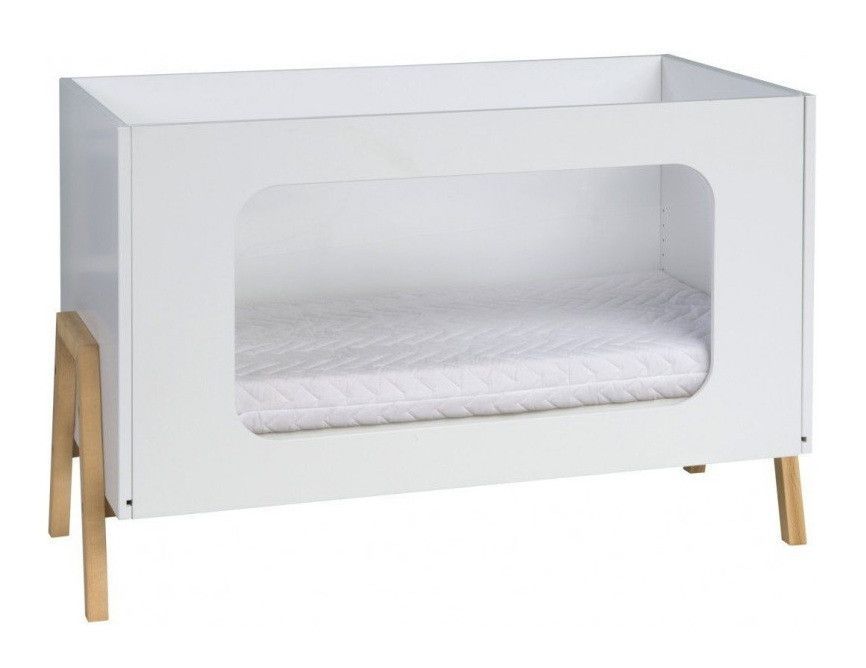 Lit 60x120 cm bois laqué blanc et plexiglas Holly Nature - Photo n°1