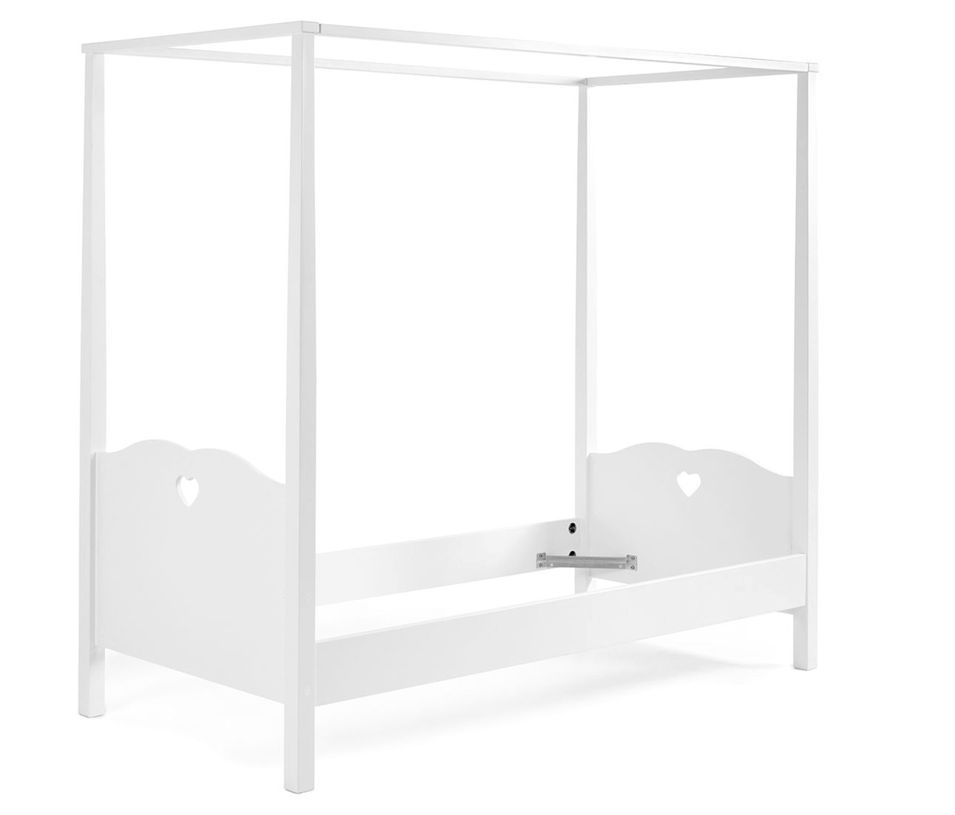 Lit à baldaquin AMORI 90x200 – Blanc laqué, élégant & personnalisable - Photo n°1
