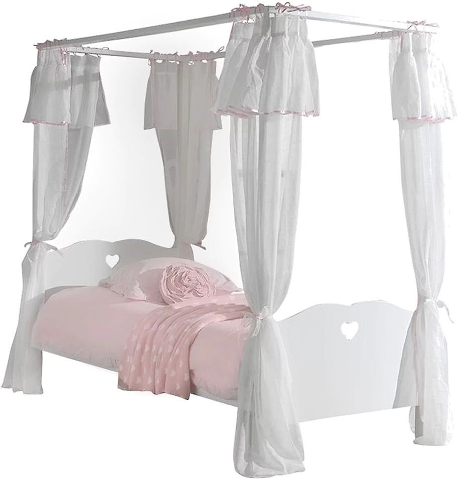 Lit à baldaquin AMORI 90x200 – Blanc laqué, élégant & personnalisable - Photo n°1