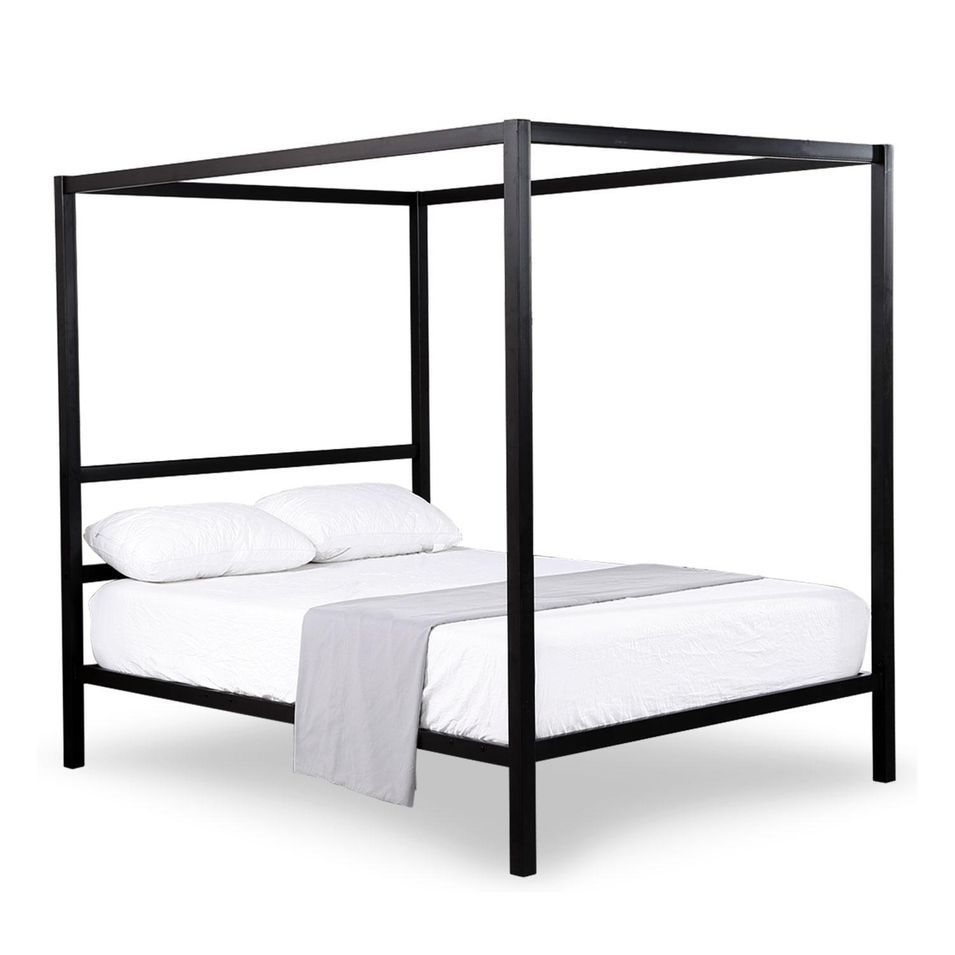 Lit à baldaquin Métal Noir Prime 140 - Photo n°1