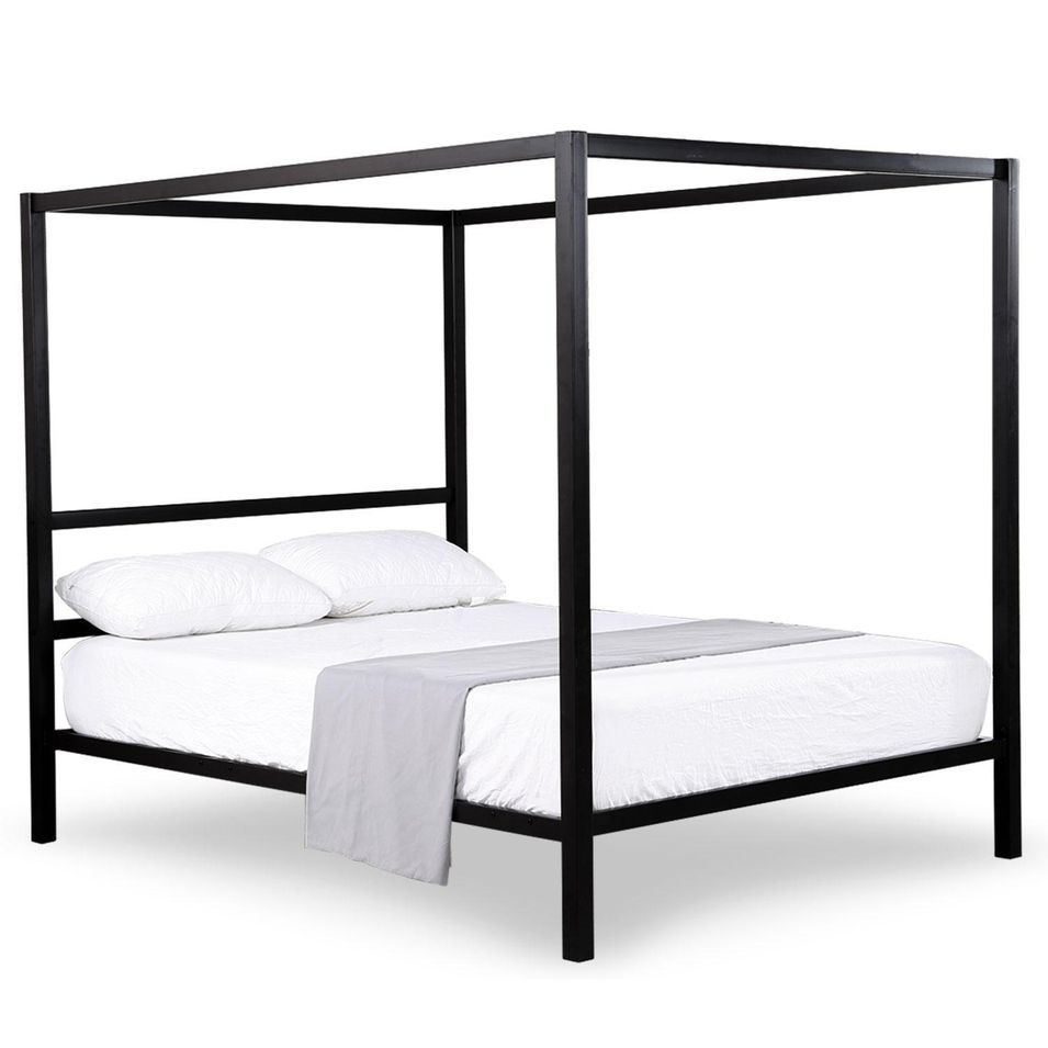Lit à baldaquin Métal Noir Prime 160 - Photo n°1
