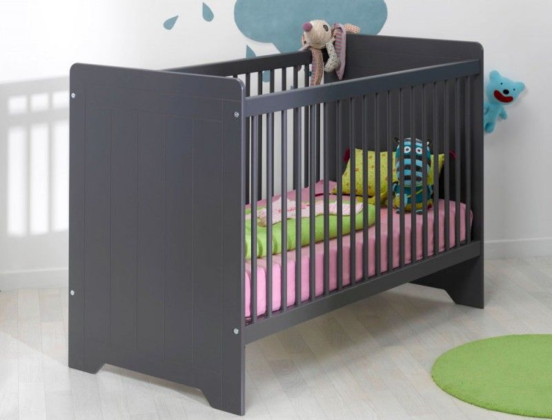 Lit à barreaux bébé gris Boston 60 - Photo n°1