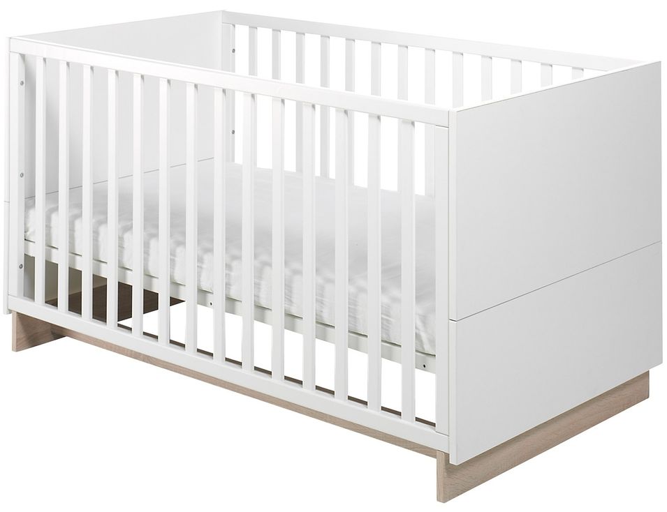 Lit à barreaux évolutif blanc et naturel United 70 - Photo n°1