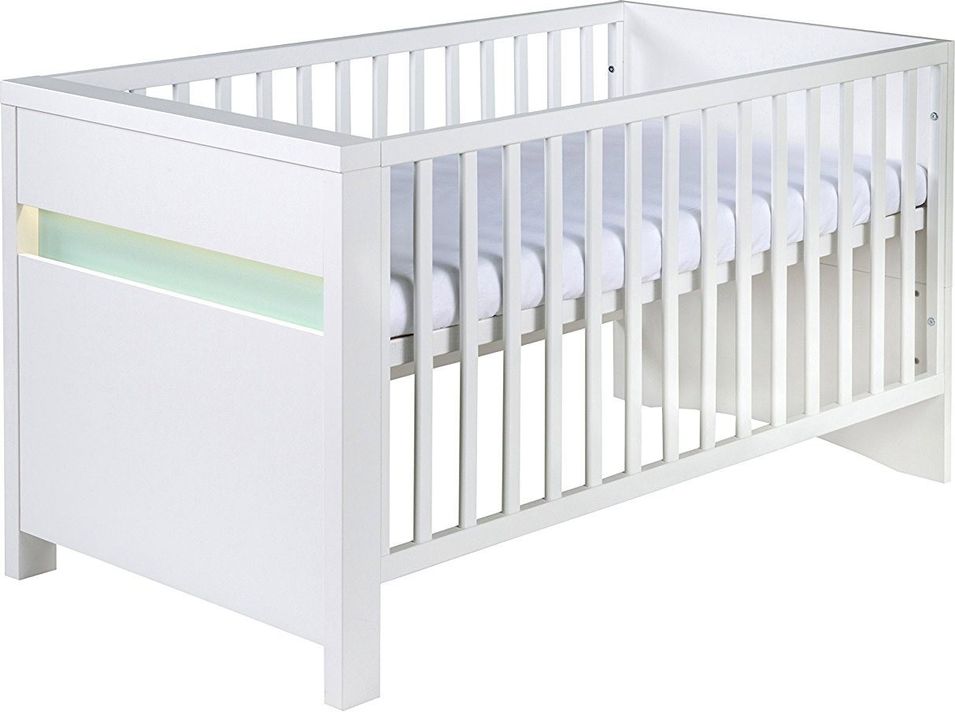 Lit à barreaux hêtre massif blanc et turquoise Planet Türkis 70 - Photo n°1