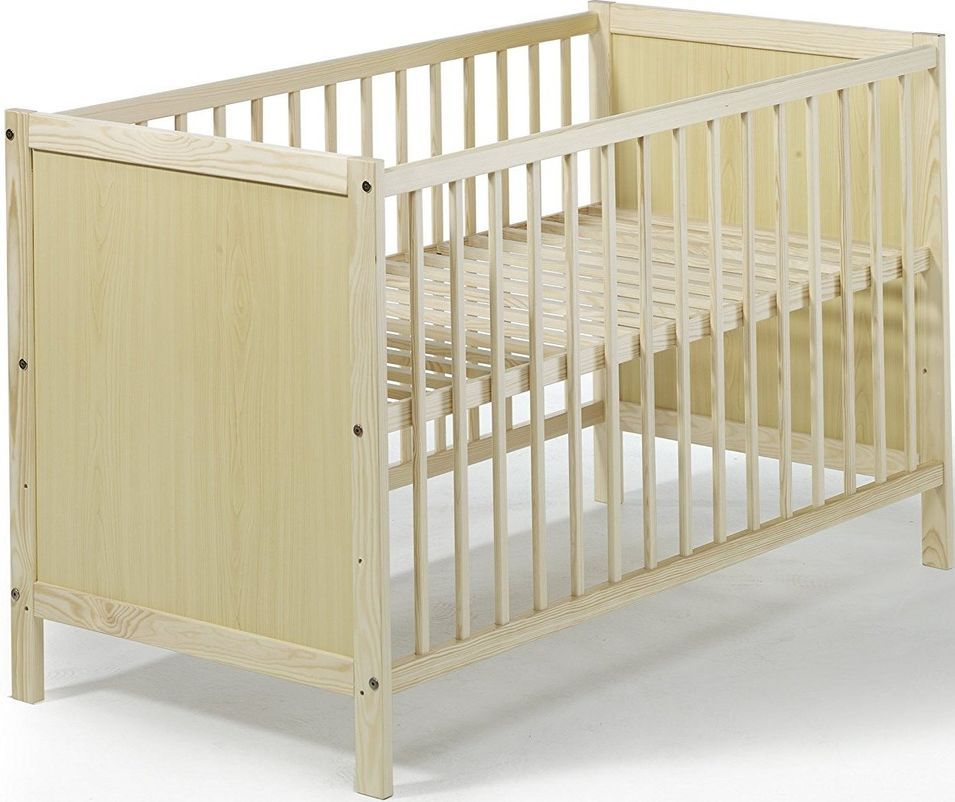 Lit à barreaux pin massif naturel Léo 60 - Photo n°1