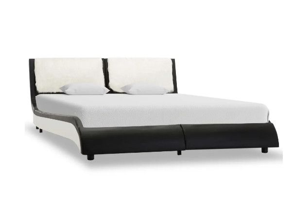 Lit à Led 140x200 cm simili cuir blanc et noir Punchi - Photo n°1