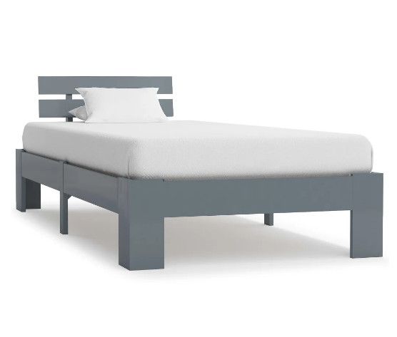 Lit adulte 1 place pin massif gris Cozy 100x200 cm - Photo n°1
