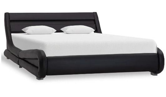 Lit adulte à LED simili cuir noir Pam 140x200 cm - Photo n°1