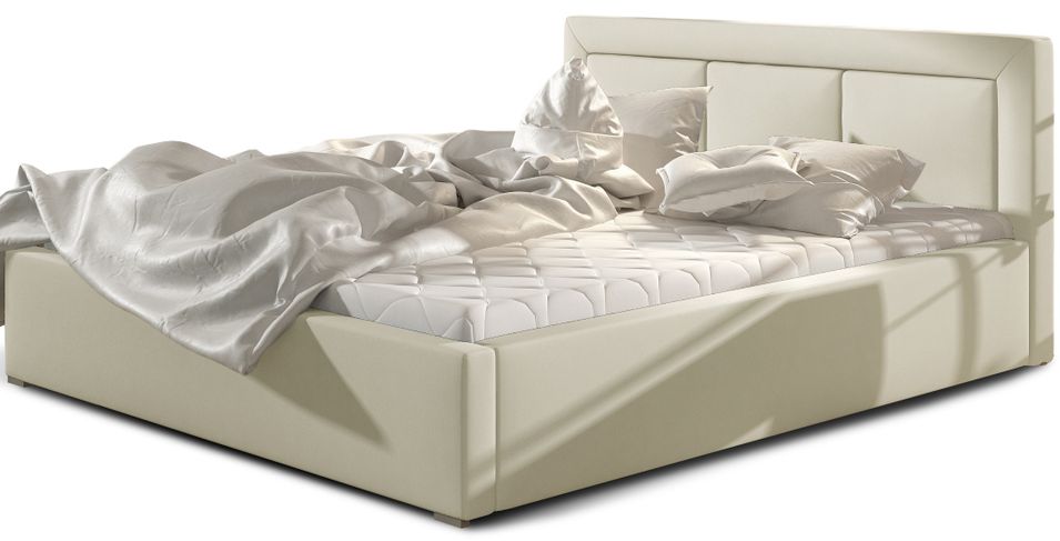 Lit adulte avec coffre de rangement Berlino - Simili cuir rembourré - Photo n°1