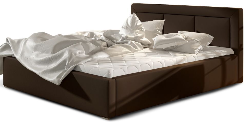 Lit adulte avec coffre de rangement Berlino - Simili cuir rembourré - Photo n°1