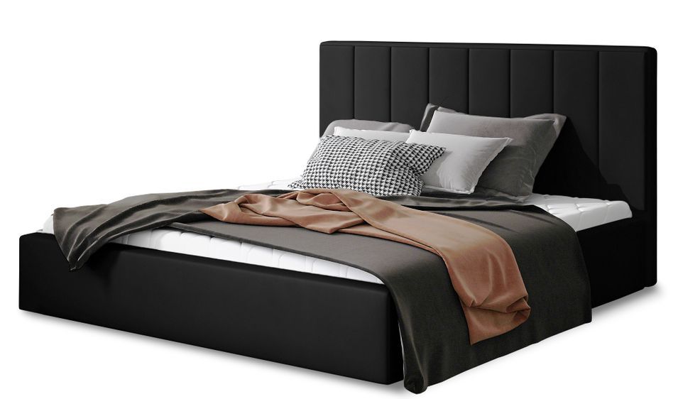 Lit adulte avec sommier Vareza – Simili cuir matelassé - Photo n°1