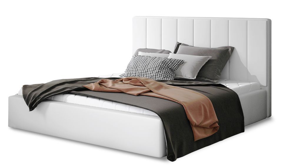 Lit adulte avec sommier Vareza – Simili cuir matelassé - Photo n°1