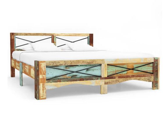 Lit adulte bois massif recyclé Ray 160x200 cm - Photo n°1