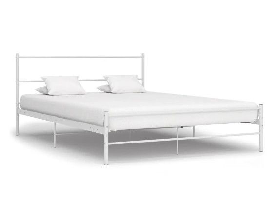 Lit adulte métal blanc Tence 140x200 cm - Photo n°1