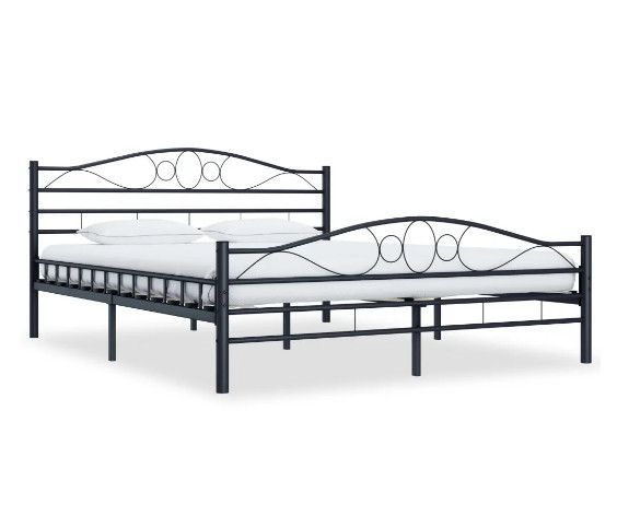 Lit adulte métal noir Bichi 140x200 cm - Photo n°1
