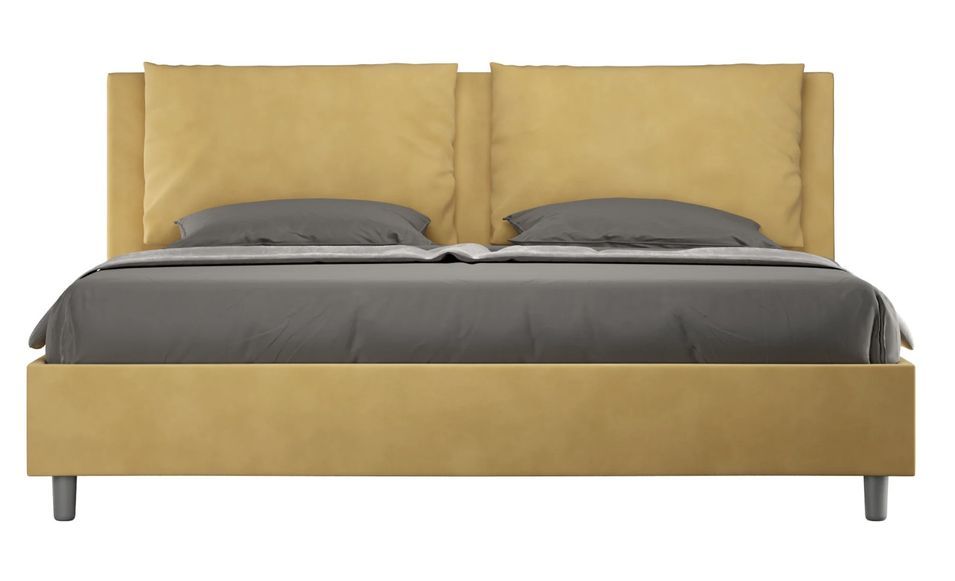 Lit adulte moderne avec coussins rembourrés microfibre Anja - Photo n°1