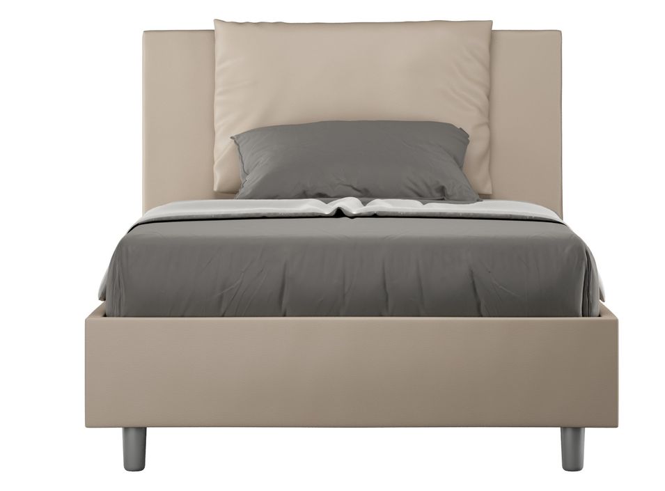 Lit adulte moderne avec coussins rembourrés simili cuir Anja - Photo n°1