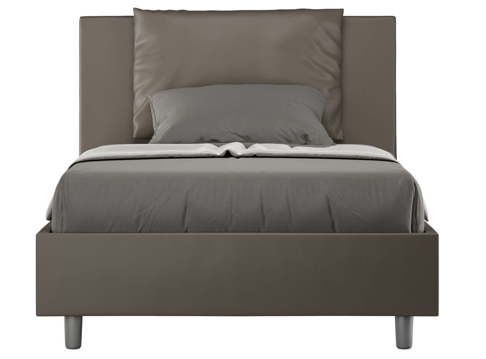 Lit adulte moderne avec coussins rembourrés simili cuir Anja - Photo n°1