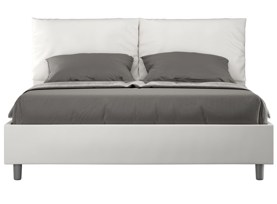 Lit adulte moderne avec coussins rembourrés simili cuir Anja - Photo n°1