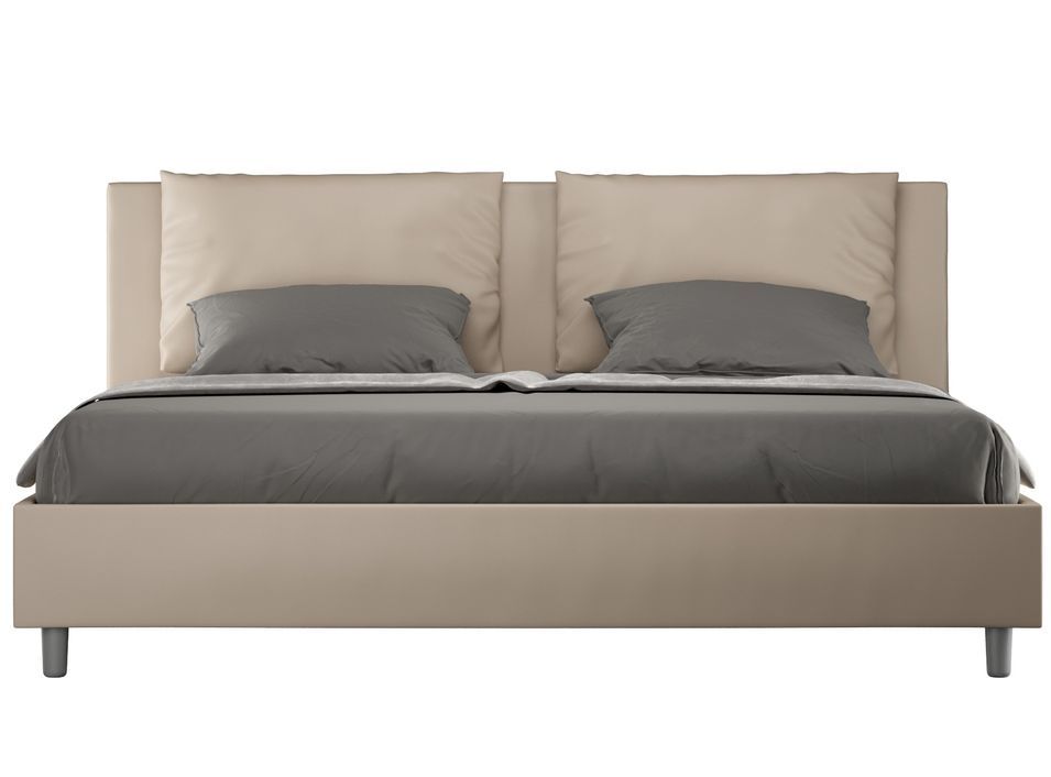 Lit adulte moderne avec coussins rembourrés simili cuir Anja - Photo n°1