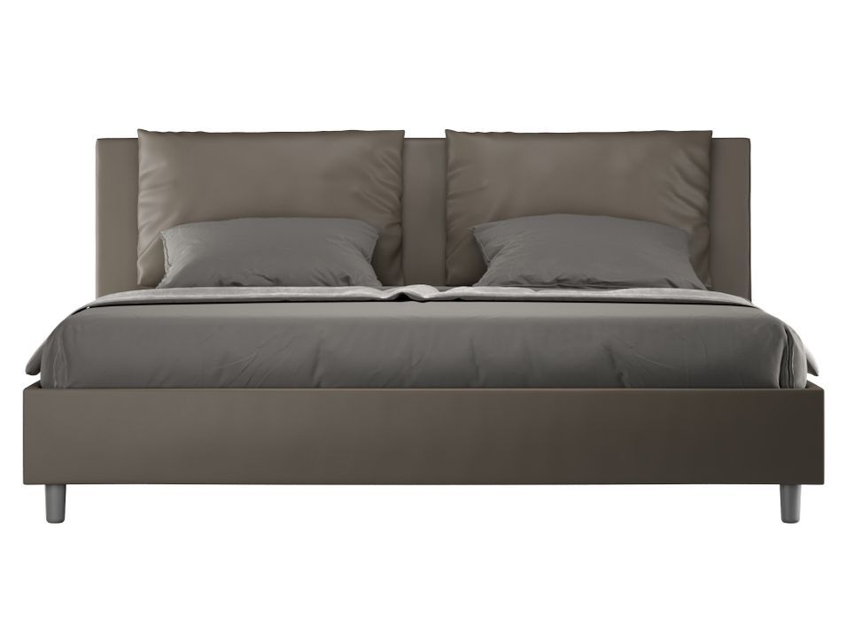 Lit adulte moderne avec coussins rembourrés simili cuir Anja - Photo n°1