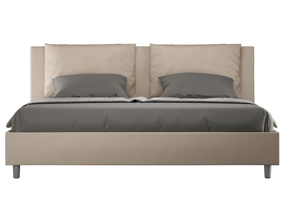 Lit adulte moderne avec coussins rembourrés simili cuir Anja - Photo n°1