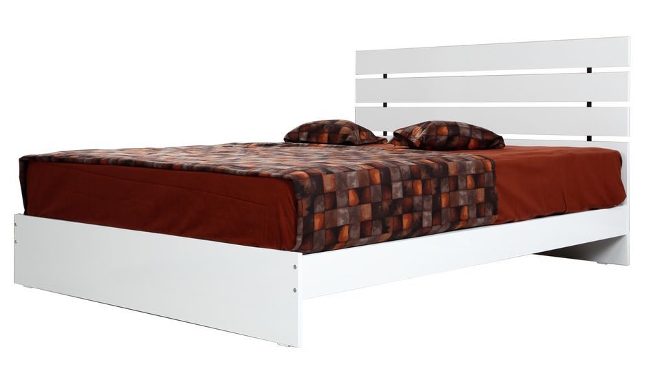 Lit adulte moderne bois blanc brillant Marka - 7 tailles - Photo n°1