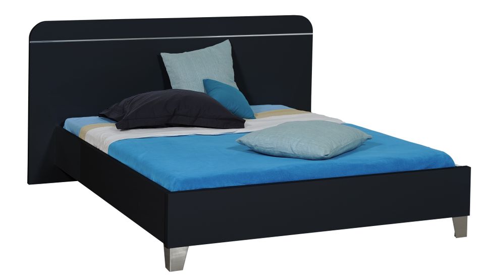 Lit adulte noir laqué Best 160 - Photo n°1