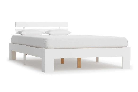 Lit adulte pin massif blanc Cozy 140x200 cm - Photo n°1