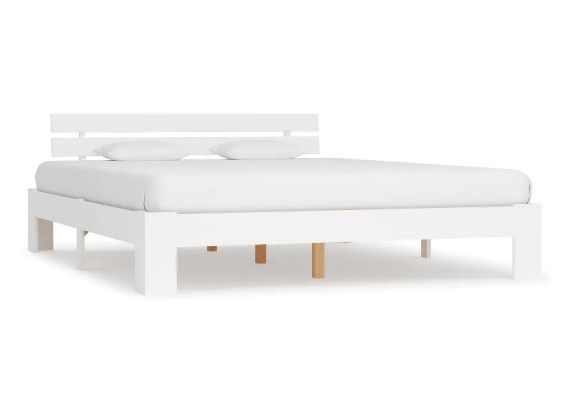 Lit adulte pin massif blanc Cozy 180x200 cm - Photo n°1