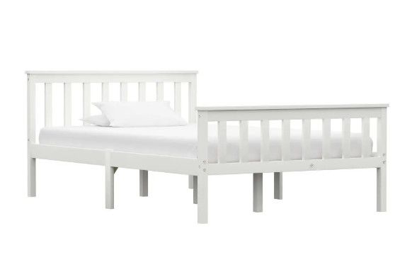 Lit adulte pin massif blanc Karibou 140x200 cm - Photo n°1