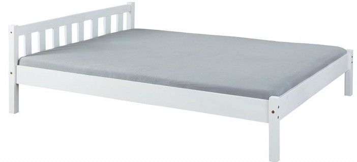 Lit adulte pin massif blanc Irma 140x190 cm - Photo n°1