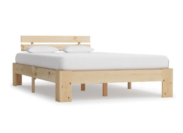 Lit adulte pin massif clair Cozy 140x200 cm - Photo n°1