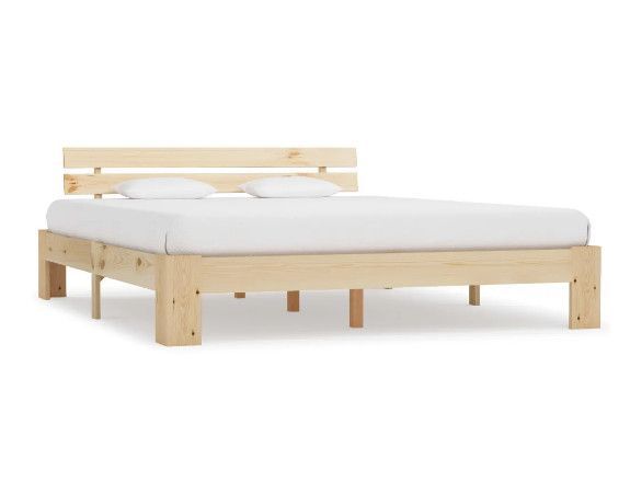 Lit adulte pin massif clair Cozy 180x200 cm - Photo n°1