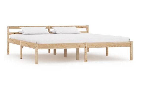 Lit adulte pin massif clair Dorma 160x200 cm - Photo n°1