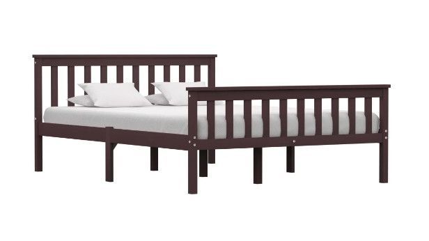 Lit adulte pin massif marron Karibou 140x200 cm - Photo n°1