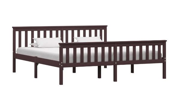 Lit adulte pin massif marron Karibou 160x200 cm - Photo n°1