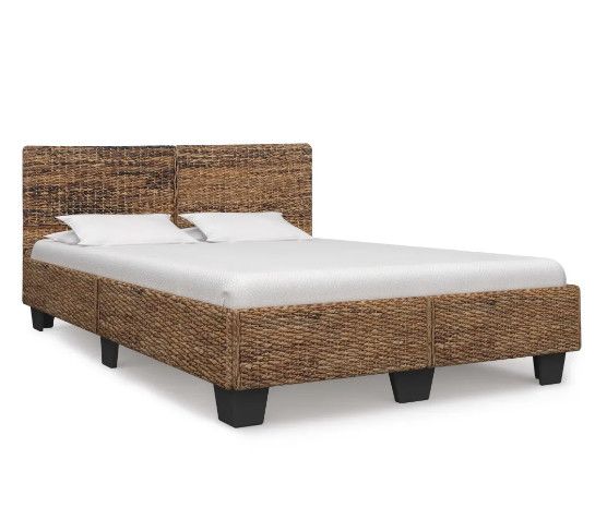 Lit adulte rotin naturel et manguier massif Karl 140x200 cm - Photo n°1