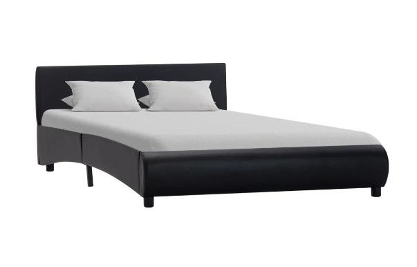 Lit adulte simili cuir noir Findra 140x200 cm - Photo n°1