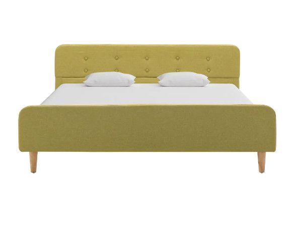 Lit adulte tissu vert et pieds métal Yoss 160x200 cm - Photo n°1