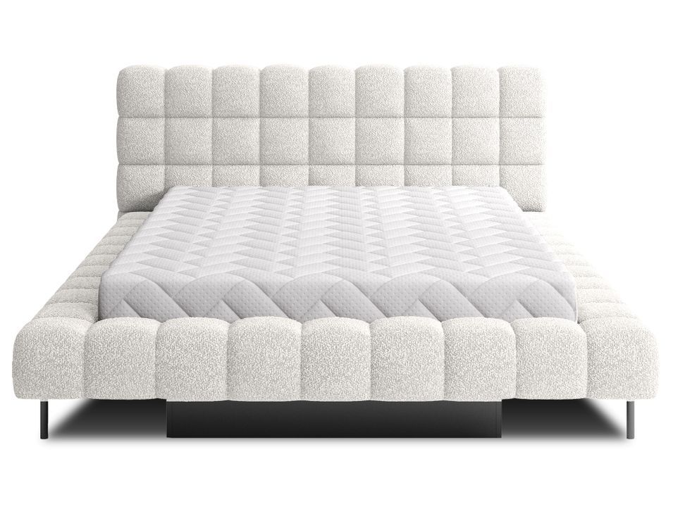 Lit avec coffre de rangement Kopa prestige – Revêtement tissu à bouclettes capitonné - Photo n°1