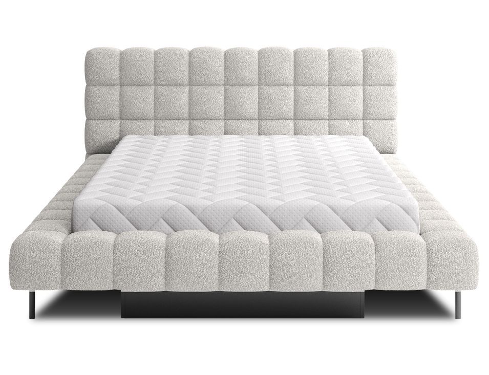 Lit avec coffre de rangement Kopa prestige – Revêtement tissu à bouclettes capitonné - Photo n°1