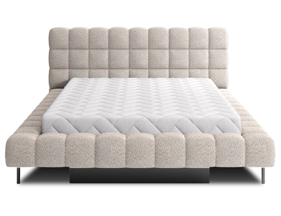 Lit avec coffre de rangement Kopa prestige – Revêtement tissu à bouclettes capitonné - Photo n°1