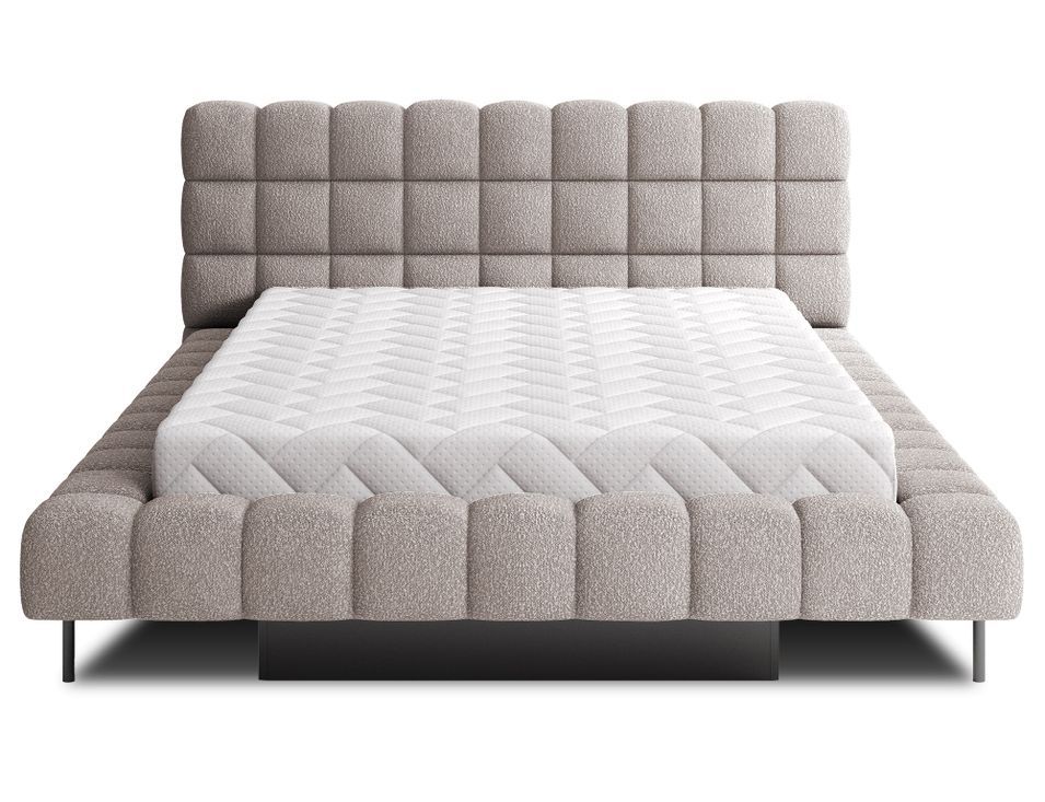 Lit avec coffre de rangement Kopa prestige – Revêtement tissu à bouclettes capitonné - Photo n°1