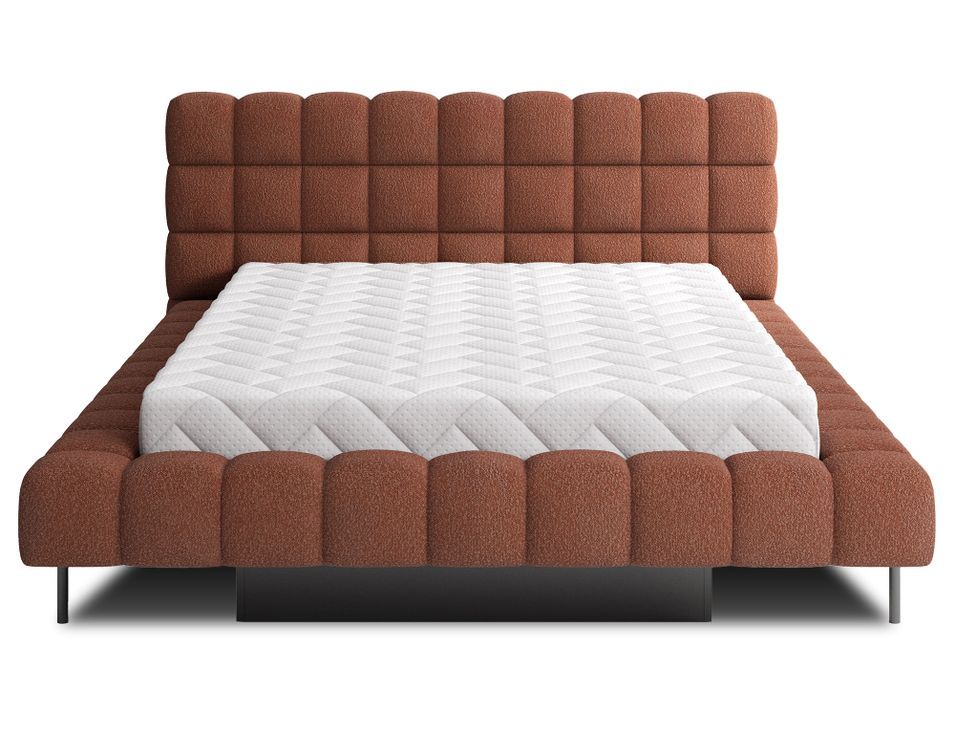 Lit avec coffre de rangement Kopa prestige – Revêtement tissu à bouclettes capitonné - Photo n°1