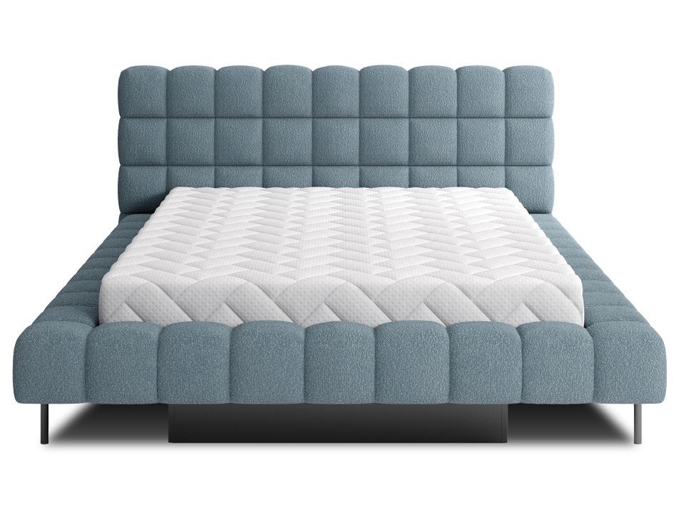 Lit avec coffre de rangement Kopa prestige – Revêtement tissu à bouclettes capitonné - Photo n°1