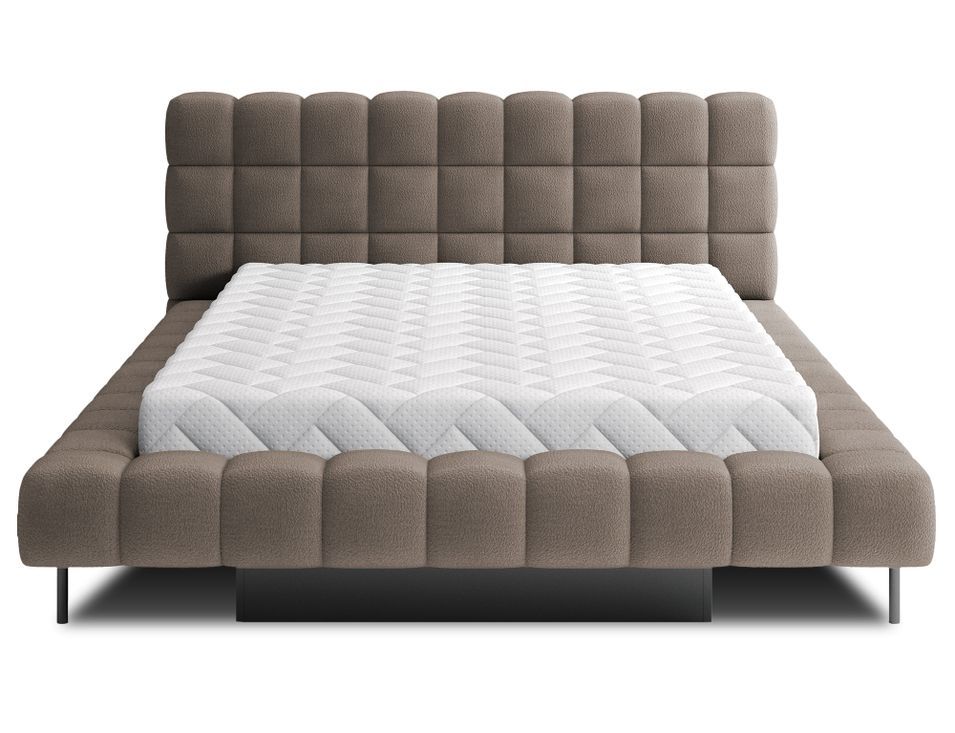 Lit avec coffre de rangement Kopa prestige – Revêtement tissu à bouclettes capitonné - Photo n°1