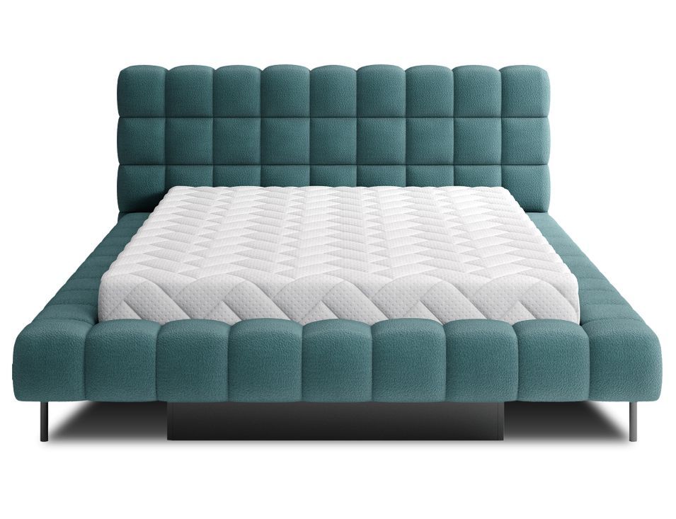 Lit avec coffre de rangement Kopa prestige – Revêtement tissu à bouclettes capitonné - Photo n°1